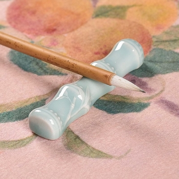 Suport ceramic pentru pensule și greutate de hârtie – stil chinezesc, minimalist antic pentru caligrafie pe birou