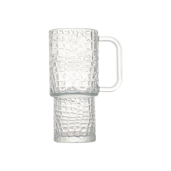 Cană de bere din sticlă cu mâner, stil modern minimalist, sticlă sodă-lime, capacitate 401–500 ml, ambalaj în cutie din carton