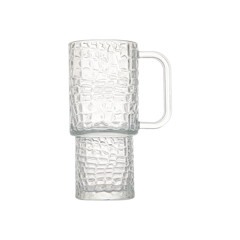 Cană de bere din sticlă cu mâner, stil modern minimalist, sticlă sodă-lime, capacitate 401–500 ml, ambalaj în cutie din carton