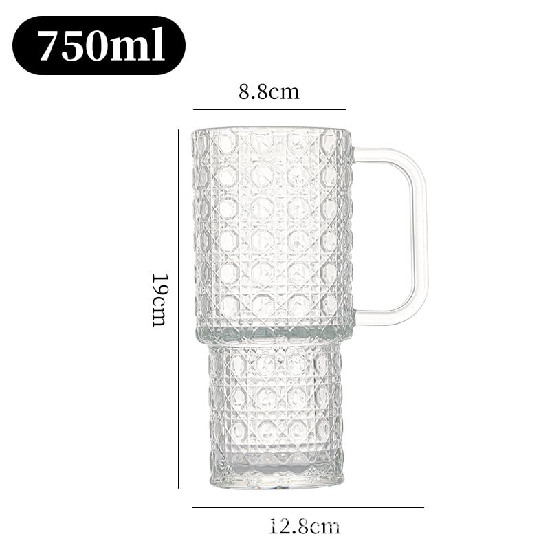 Cană de bere din sticlă cu mâner, stil modern minimalist, sticlă sodă-lime, capacitate 401–500 ml, ambalaj în cutie din carton