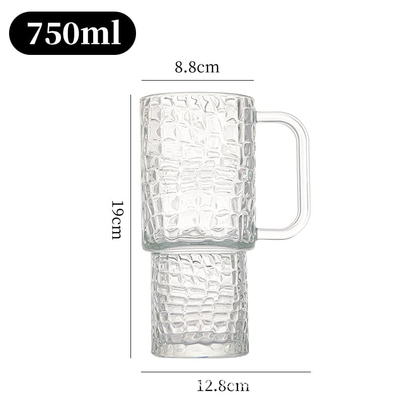 Cană de bere din sticlă cu mâner, stil modern minimalist, sticlă sodă-lime, capacitate 401–500 ml, ambalaj în cutie din carton