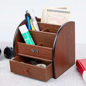 Huixing HX-1020 дървен квадратен държач за химикалки и настолен органайзер