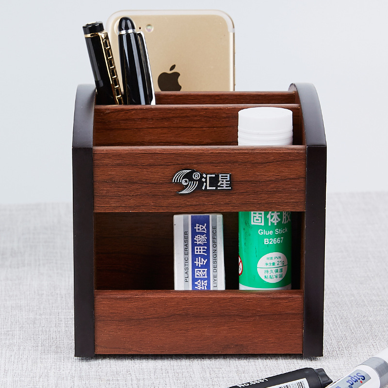 Huixing HX-1020 дървен квадратен държач за химикалки и настолен органайзер