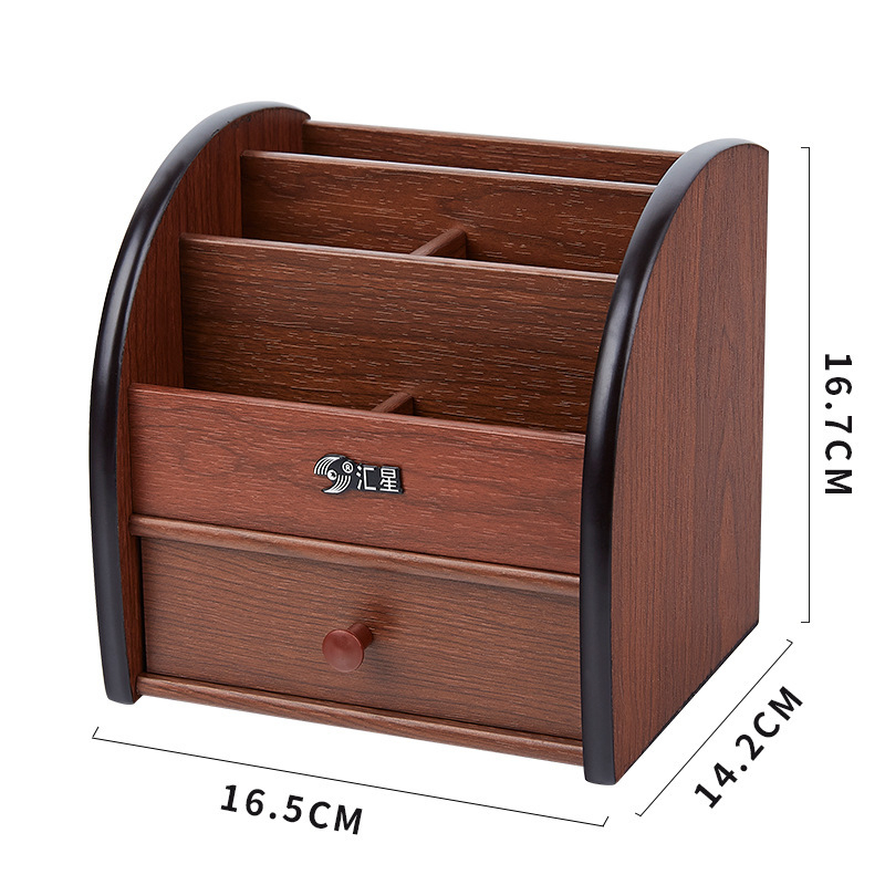 Huixing HX-1020 дървен квадратен държач за химикалки и настолен органайзер