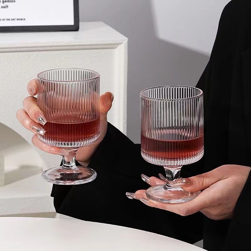 Čaša za vino, staklena, kapacitet 101–200 ml, uzorak koji mijenja boju, elegantan retro stil