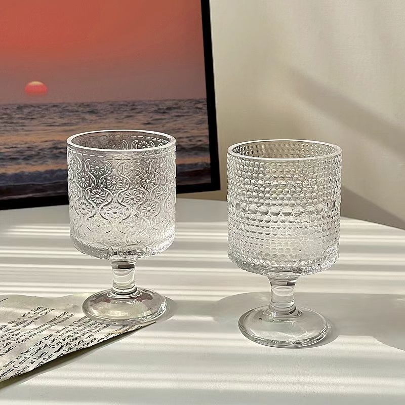 Čaša za vino, staklena, kapacitet 101–200 ml, uzorak koji mijenja boju, elegantan retro stil