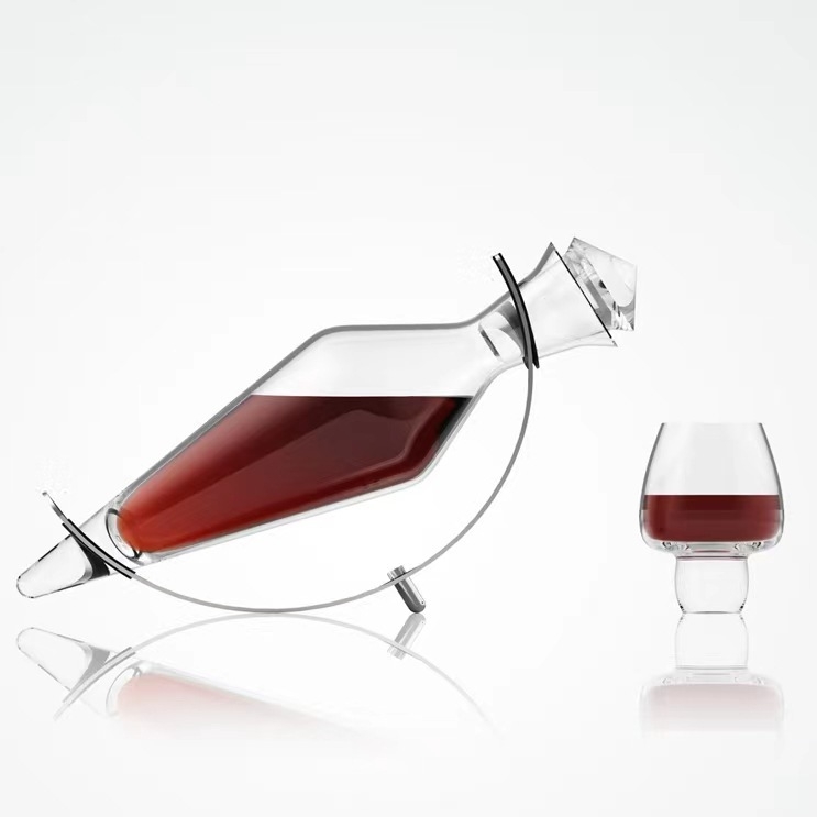 Set dekantera za vino – 5 kom, stakleni pribor za vino, moderni minimalistički stil, s logom