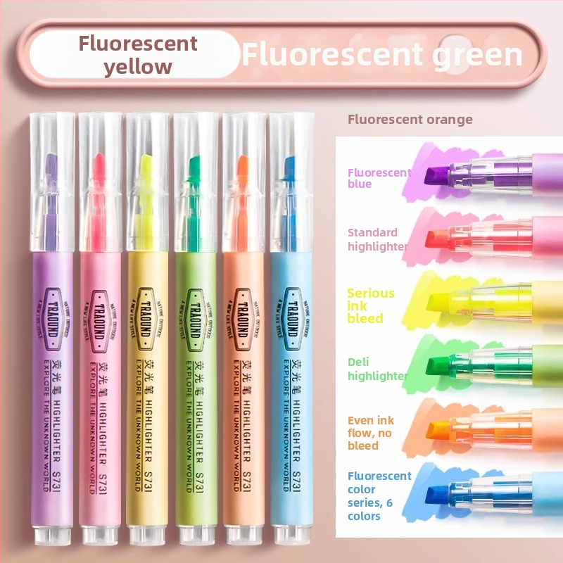 Deli S624 fluoreskující zvýrazňovač – plastové telo, šikmá špička, balené v krabičke