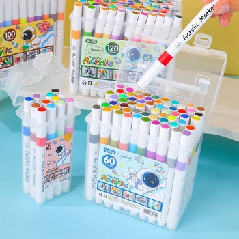 Set akrilnih markerov u kanti, kutija za djecu i studente, 60 zamjenskih boja, skladištivi i neproziran