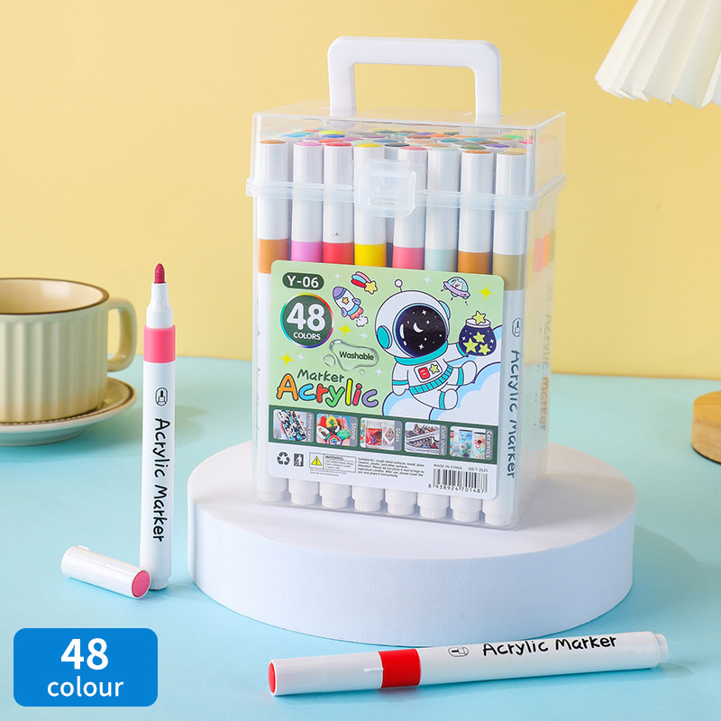 Set akrilnih markerov u kanti, kutija za djecu i studente, 60 zamjenskih boja, skladištivi i neproziran