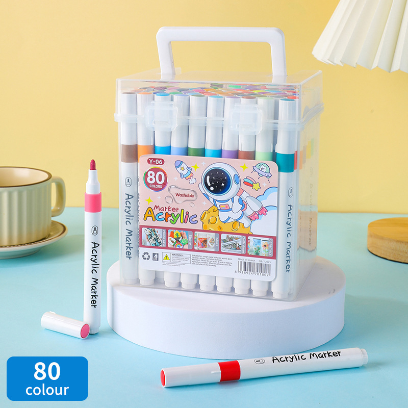 Set akrilnih markerov u kanti, kutija za djecu i studente, 60 zamjenskih boja, skladištivi i neproziran