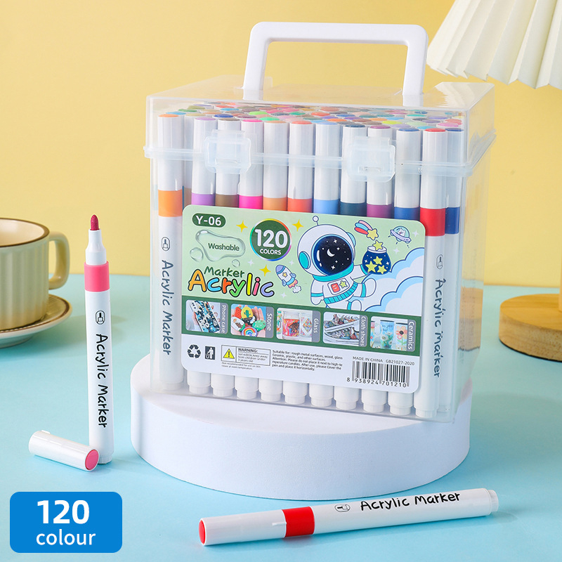 Set akrilnih markerov u kanti, kutija za djecu i studente, 60 zamjenskih boja, skladištivi i neproziran