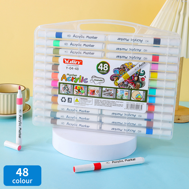 Set akrilnih markerov u kanti, kutija za djecu i studente, 60 zamjenskih boja, skladištivi i neproziran