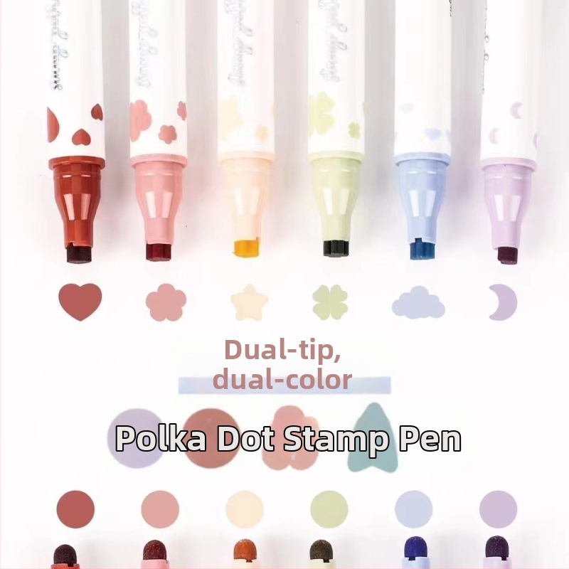 Nový dvojstranný zvýrazňovač s bodkami, dve farby, pre študentov, diár a kreslenie