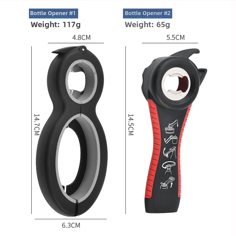 Шест в едно многофункционален комплект за отваряне на бутилки за бира и сода, пластмасов, възможност за печат на лого