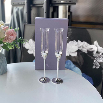 Krištalno čašice za šampanjac, set od 2, zapremina 201–300 ml, stil laganog luksuza, poklon kutija