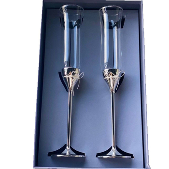 Krištalno čašice za šampanjac, set od 2, zapremina 201–300 ml, stil laganog luksuza, poklon kutija