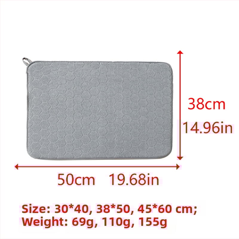 Štvorecový podložný koberec z jemných vlákien, nasiakavý a rýchloschnúci, protišmykový, pre kuchynské riady