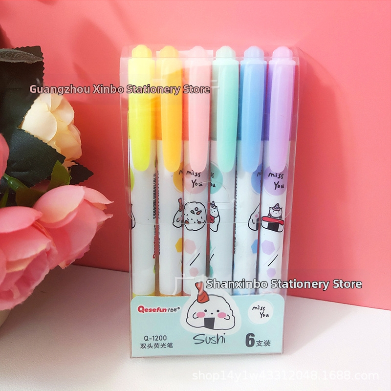 Set dvostrukog vrha označivača u pastelnim bojama, 6 komada, za bilješke i skice