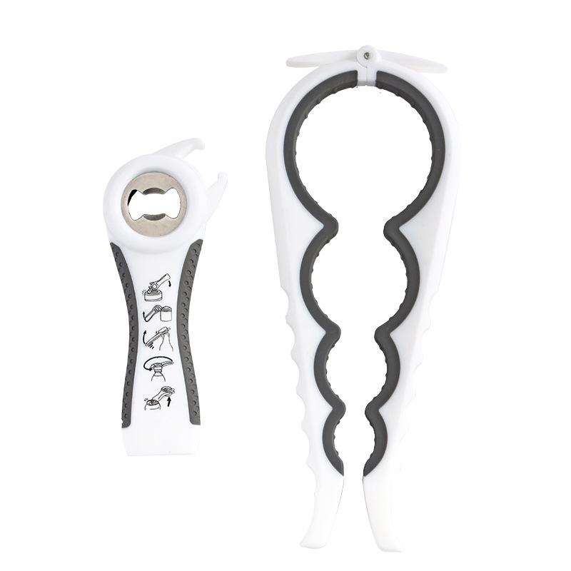 4-в-1 отварачка за бутилки и консерви – неръждаема стомана + ПП + ТПР, многофункционална, комплект 2 части, персонализиран печат на лого