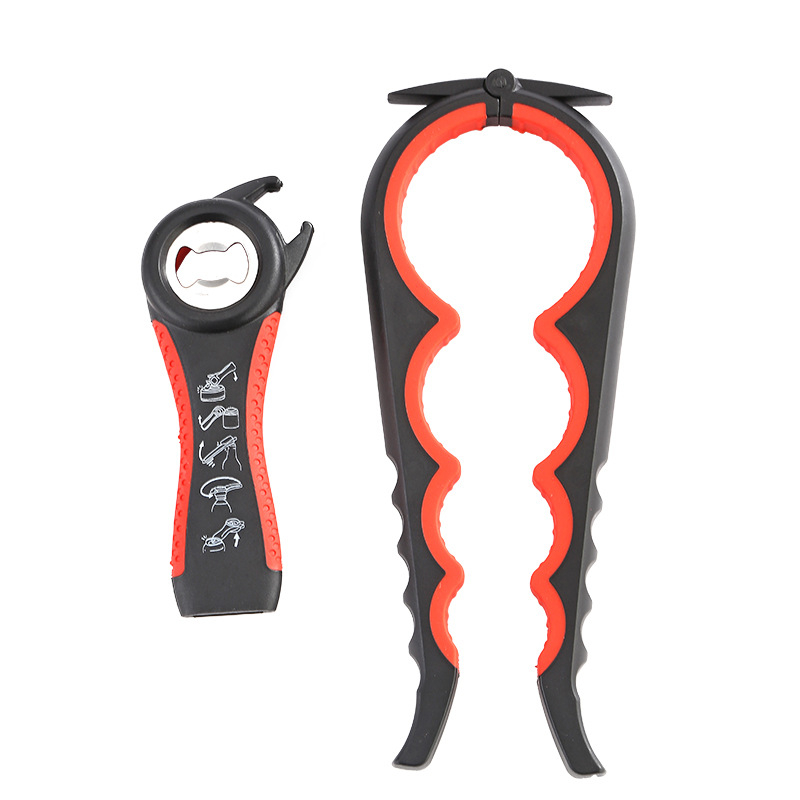 4-в-1 отварачка за бутилки и консерви – неръждаема стомана + ПП + ТПР, многофункционална, комплект 2 части, персонализиран печат на лого