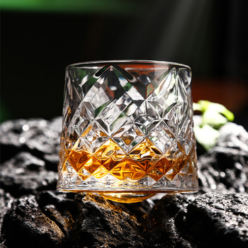 Staklena čaša za whisky, tumbler s dizajnom sunčevih cvjetova - dijamantni ciklon, kapacitet 201-300 ml, set od 3 komada, otisak logotipa, pakiranje u papirnatoj kutiji