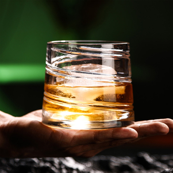 Staklena čaša za whisky, tumbler s dizajnom sunčevih cvjetova - dijamantni ciklon, kapacitet 201-300 ml, set od 3 komada, otisak logotipa, pakiranje u papirnatoj kutiji