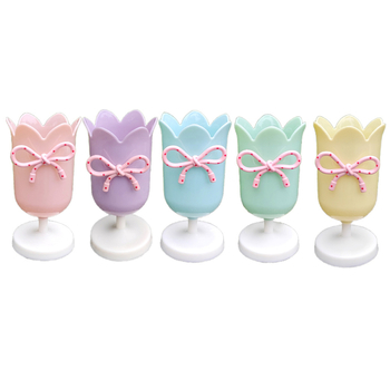 Настолен държач за писалки с форма на лале, кръгъл пластмасов държач, модел 201s, персонализирано лого