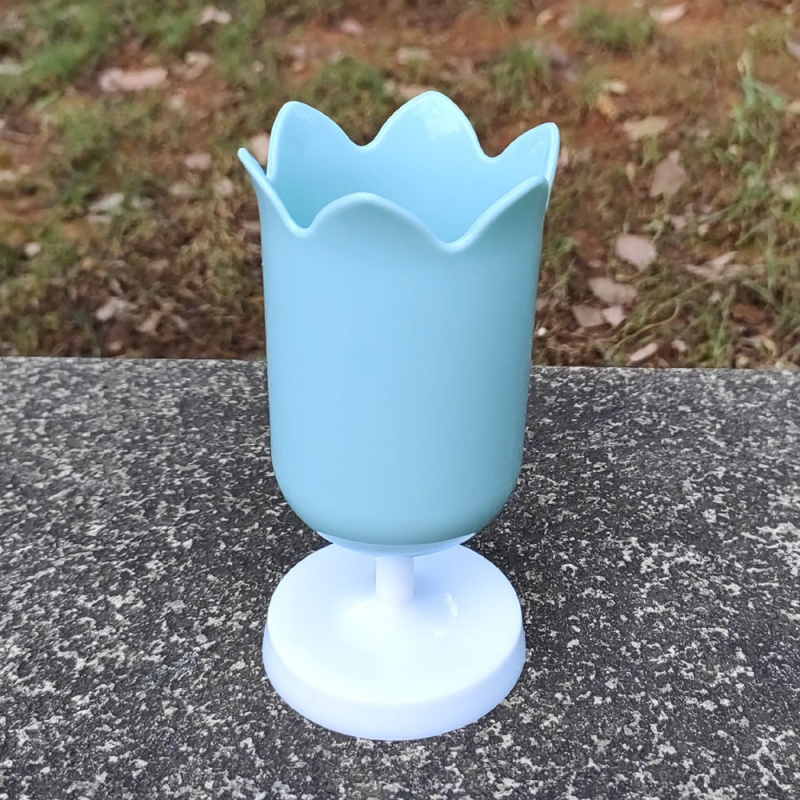 Настолен държач за писалки с форма на лале, кръгъл пластмасов държач, модел 201s, персонализирано лого