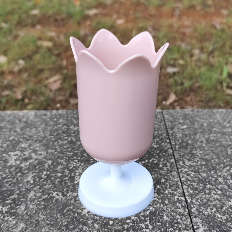 Настолен държач за писалки с форма на лале, кръгъл пластмасов държач, модел 201s, персонализирано лого