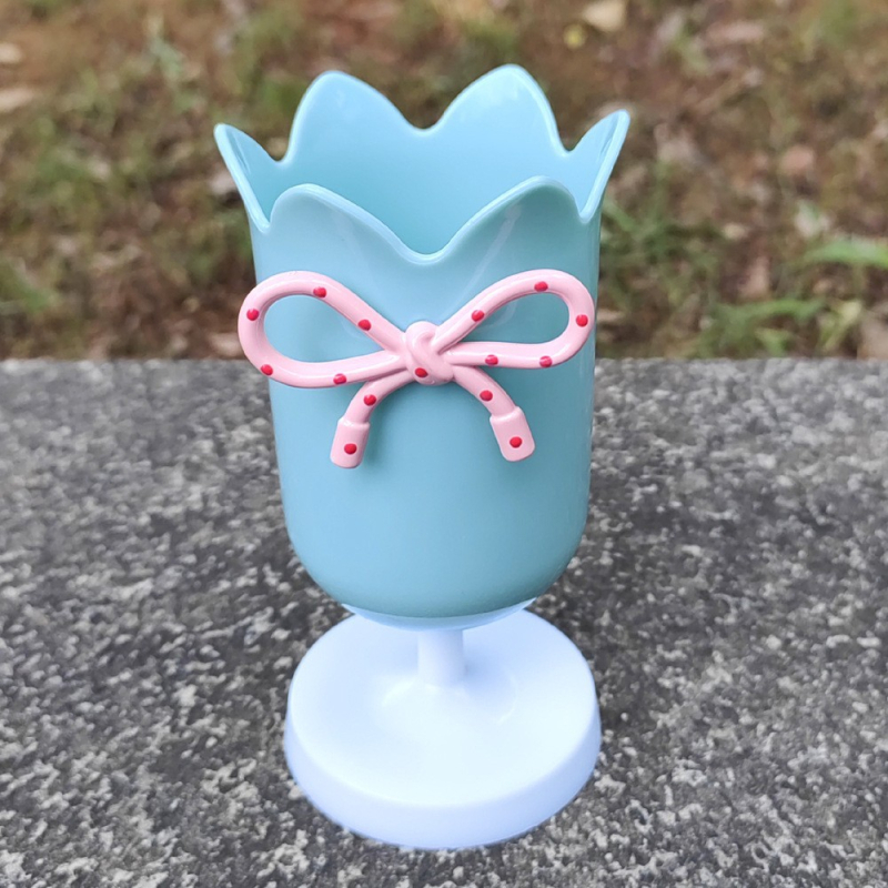 Настолен държач за писалки с форма на лале, кръгъл пластмасов държач, модел 201s, персонализирано лого