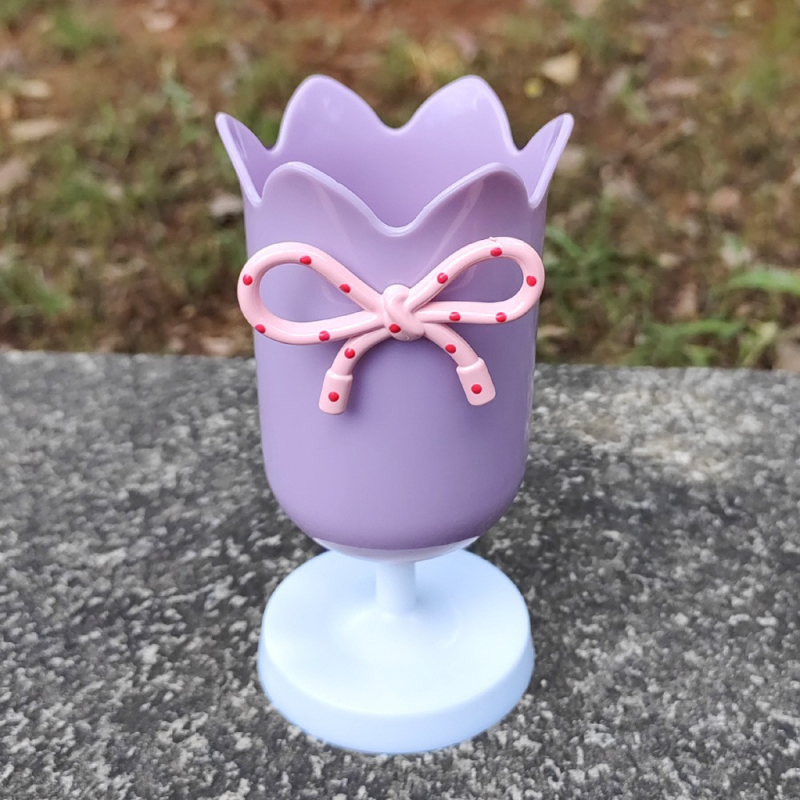 Настолен държач за писалки с форма на лале, кръгъл пластмасов държач, модел 201s, персонализирано лого