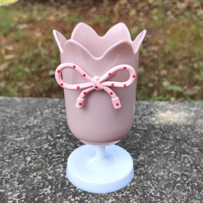 Настолен държач за писалки с форма на лале, кръгъл пластмасов държач, модел 201s, персонализирано лого