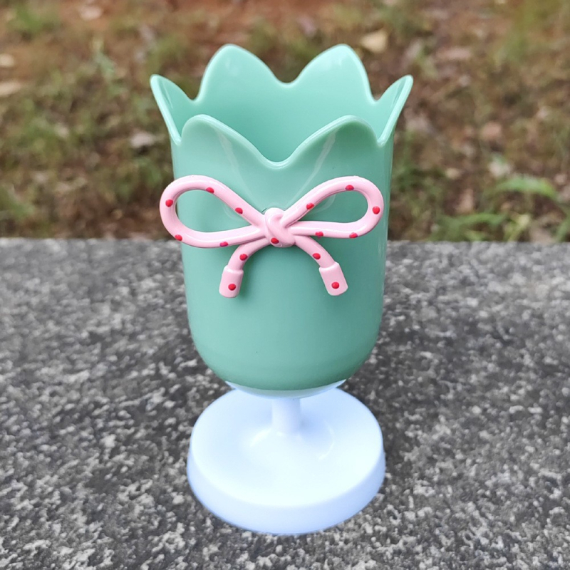 Настолен държач за писалки с форма на лале, кръгъл пластмасов държач, модел 201s, персонализирано лого