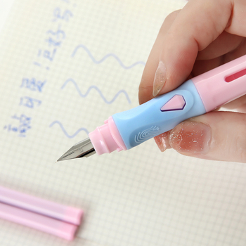 Set dviju fountain pen za vježbanje pisanja s cartridge sustavom, EF vrh, plastično tijelo, klip za bilješke, izdanje za parove, za učenike