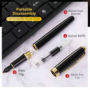 Stilou metalic cu sistem piston pentru cerneală, vârf din aliaj, imprimare de logo disponibilă, cadou corporativ