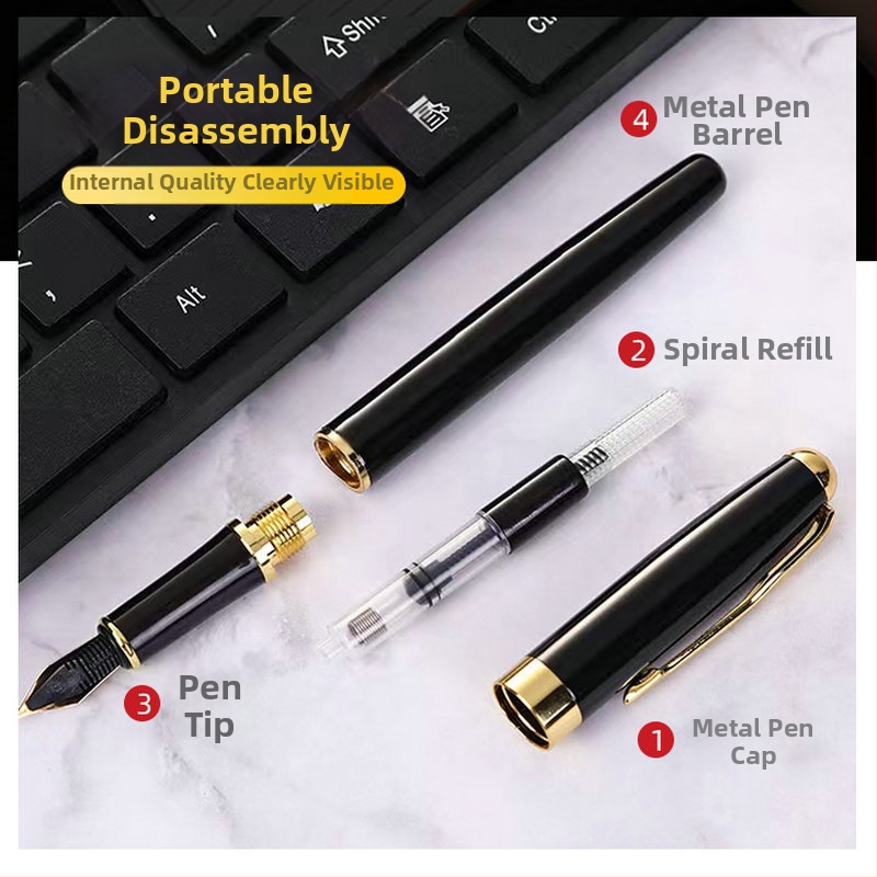 Stilou metalic cu sistem piston pentru cerneală, vârf din aliaj, imprimare de logo disponibilă, cadou corporativ