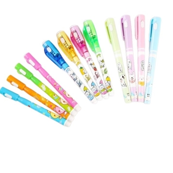 Friendly set de 6 markere invizibile pentru subliniere cu lumină UV și iluminare nocturnă, pix cu cerneală UV