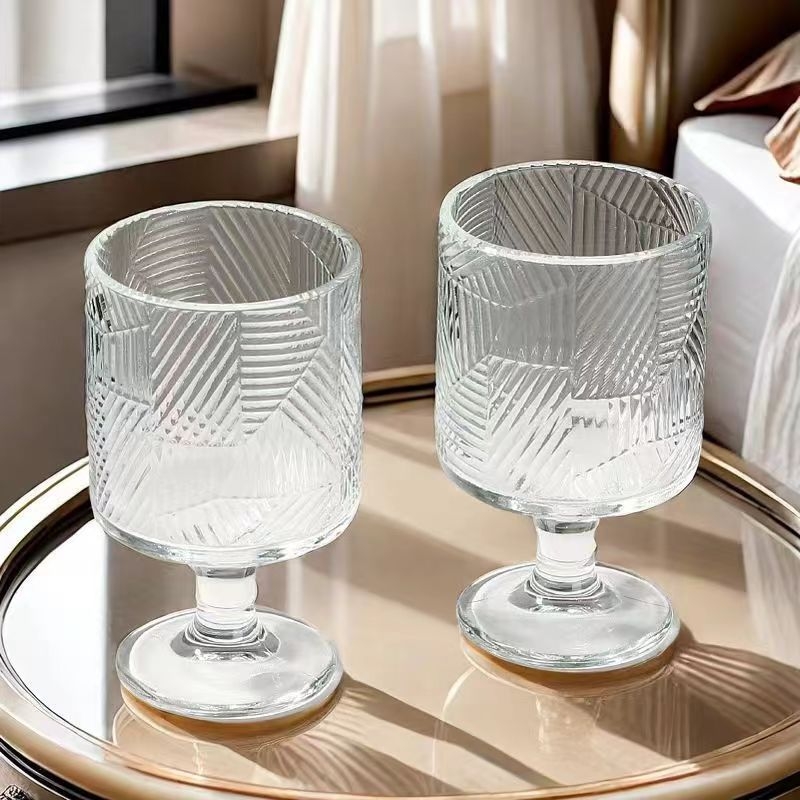 Čaša za vino s reljefom suncokreta, dugačka noga, bezolovni kristal, novi kineski stil