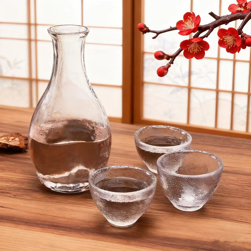 Japanski stil set za sake za kućnu upotrebu, debeli posuda za sake, čaše za šljive vino, staklene čaše za alkoholna pića