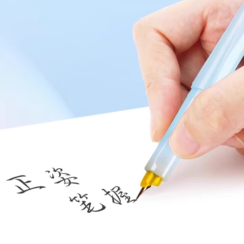 Dotted Stone 754S stilou pentru caligrafie pentru elevi, vârf metalic F, corp din plastic, sistem de alimentare cu cerneală în lichid direct, sac de cerneală înlocuibil