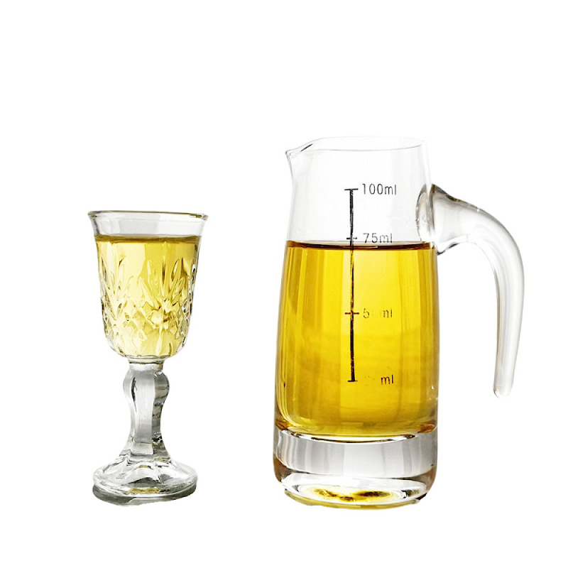 Stakleni set za liker s dozatorom i čaše za bijelo vino, boemski stil, lagani luksuz retro (Materijal: staklo; Komponente: dozator i čaše za bijelo vino; Brand: JEKA.BZ.CHEN)