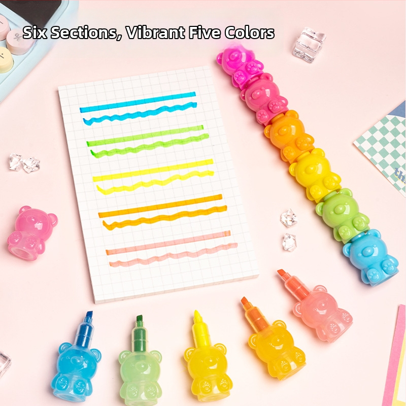 Hug Bear highlighter – spojivi boja marker za umjetnost i dnevnik, model H-1171, branda Hemu