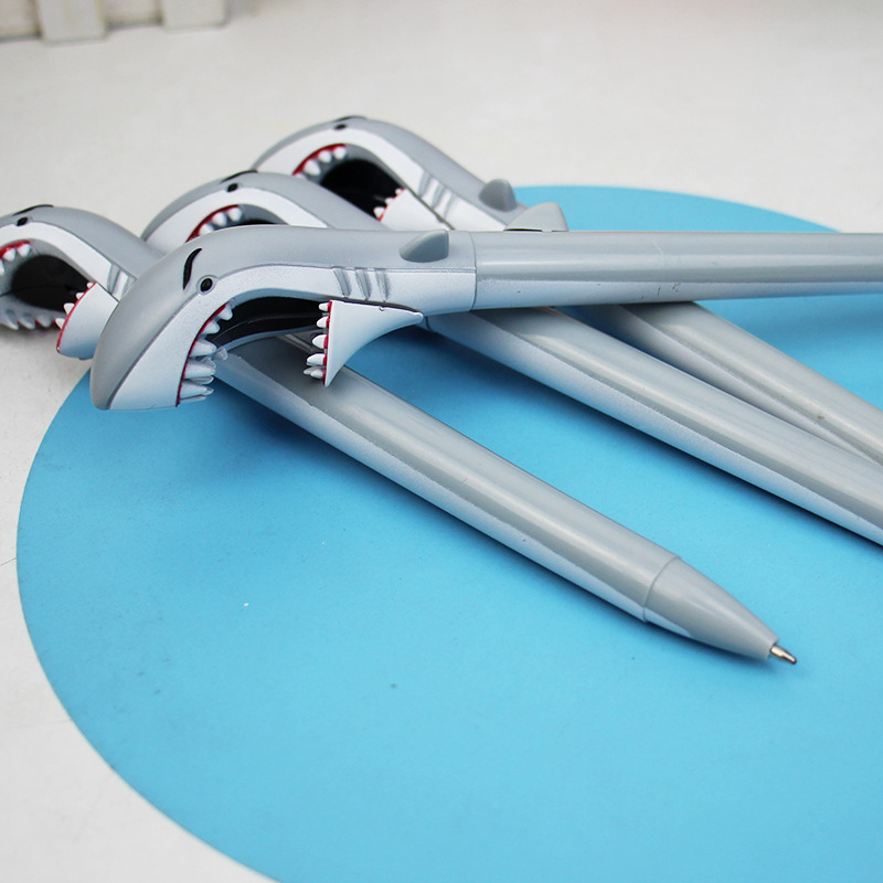 Pix cu bilă în formă de rechin, desen animat, model Press, ambalaj în pungă, potrivit pentru scris general, birou, semnare și cadouri la conferințe