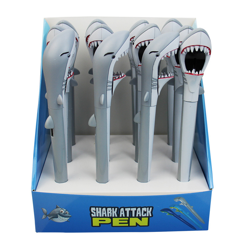 Pix cu bilă în formă de rechin, desen animat, model Press, ambalaj în pungă, potrivit pentru scris general, birou, semnare și cadouri la conferințe