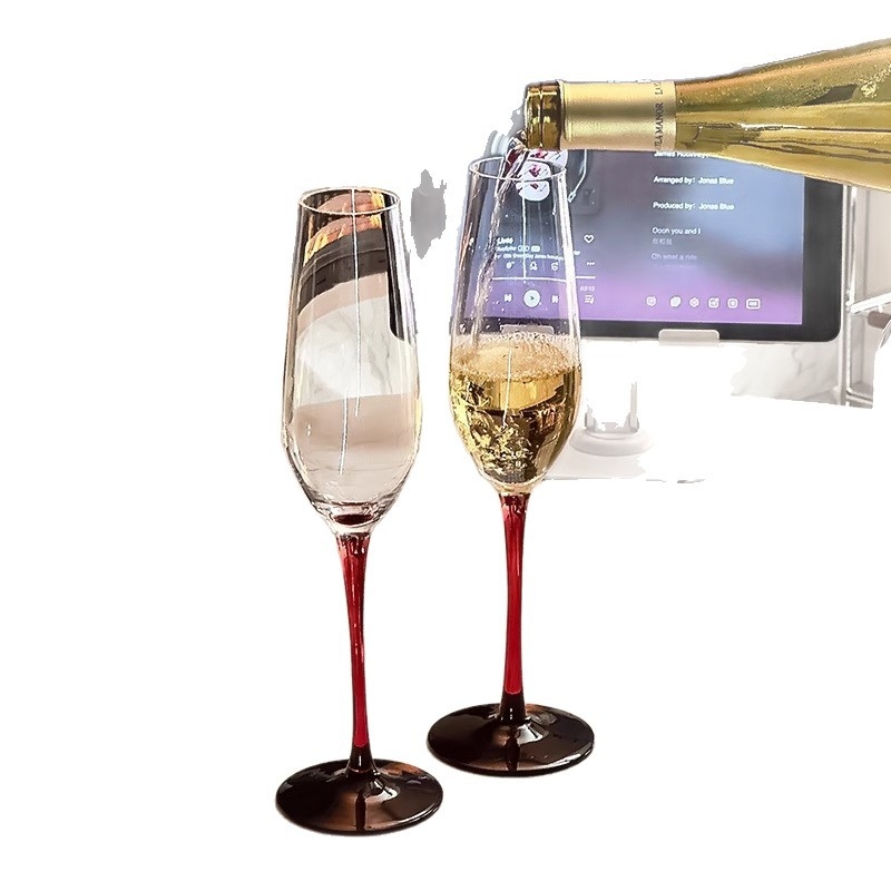 Set de 2 pahare de șampanie din sticlă cristal, 201–300 ml, cutie cadou