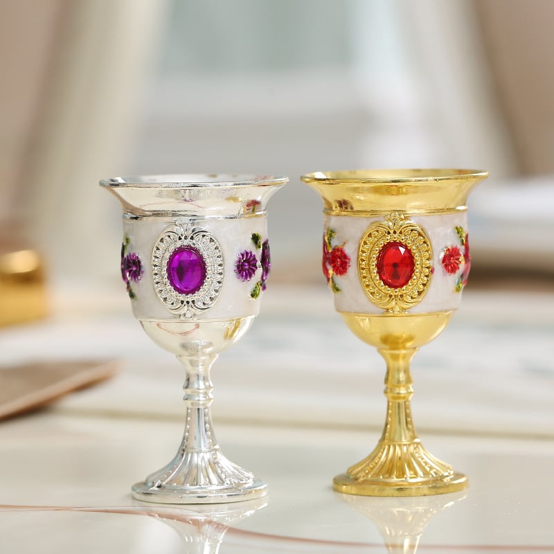 Set čaša za vino od nehrđajućeg čelika, lagani luksuz, uzorak s ružama, 6–10 komada, kapacitet 1–100 ml