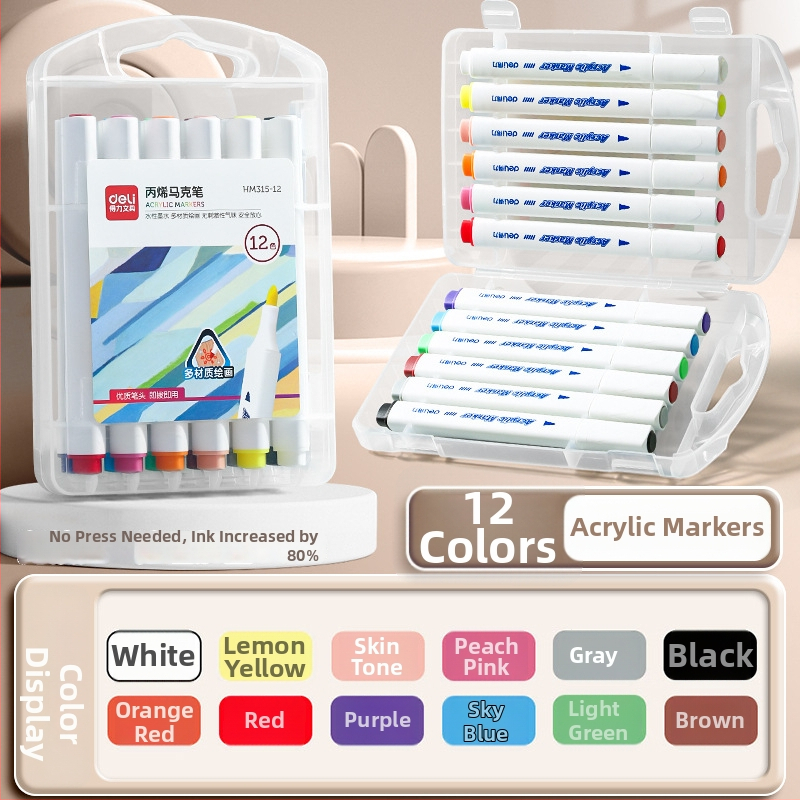 Deli akrilni marker za umjetnost, za školu, 36 zamjenskih punjenja, osnovno pakiranje
