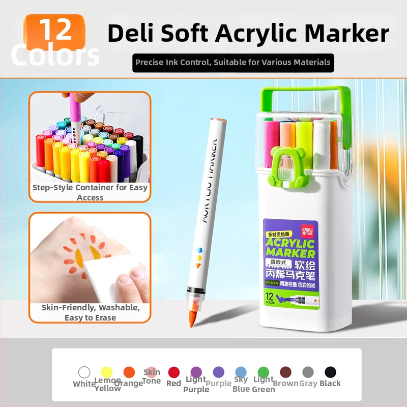 Deli akrilni marker za umjetnost, za školu, 36 zamjenskih punjenja, osnovno pakiranje