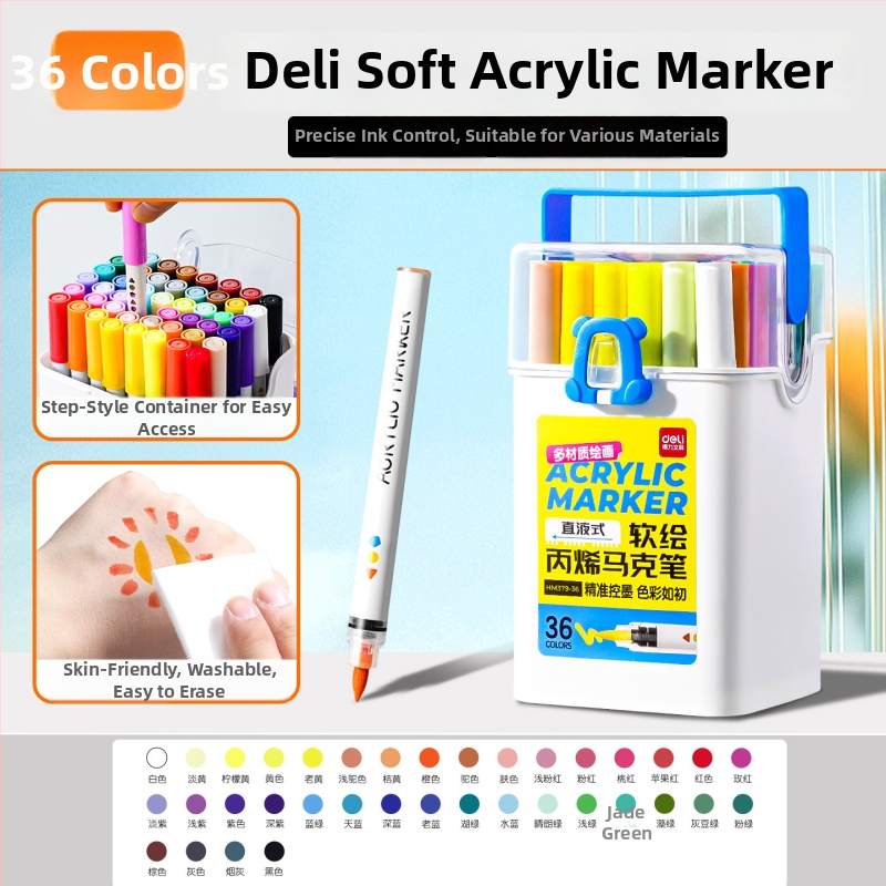 Deli akrilni marker za umjetnost, za školu, 36 zamjenskih punjenja, osnovno pakiranje